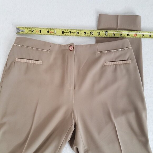 Jennifer Tattenelli Casini Tan Cropped Ankle Pants SIZE 42 / 6 Embellished Pocke - Picture 5 of 12